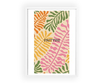 Posterprint "Frittini" (kleurrijk) in houten lijst