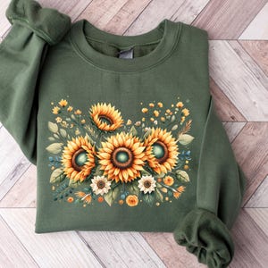 Beautiful Sunflower Sweatshirt, Women&#39;s Sweatshirt, Floral Sweatshirt,Cute Sunflower, Wildflowers Sweatshirt, Garden Sweatshirt
