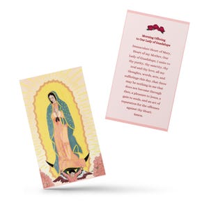 Unsere Dame von Guadalupe Morgen bietet Gebetskarten an