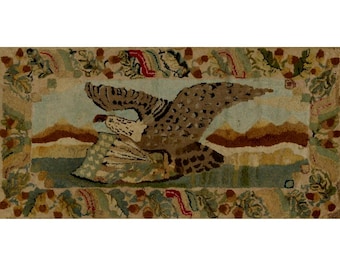 DOLLHOUSE RUG Patriotic American Eagle 1800's Antique Style Design Miniature Art 1:12 Dollhouse Miniature Carpet Folk Prim Cottage Rustic