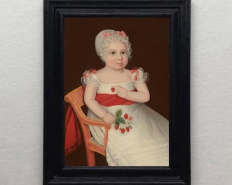 DOLLHOUSE Print Miniature Little Girl 1800's Portrait Antique Style Art 1:12 scale FRAMED PRINT Child Tiny Colonial Reproduction