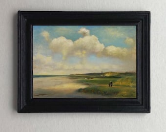 DOLLHOUSE Print Miniature Sea Shore Antique Style Art 1:12 scale FRAMED PRINT Tiny Western Art Reproduction 1800's