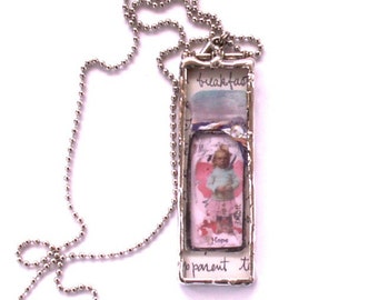 Glass Shadowbox Soldered Necklace  captured fairy 3d in Salt Shaker Emily Dickinson