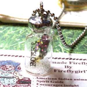 Firefly Lightning Bug Vial Necklace Secret Message in Bottle Soldered Necklace Power, 24 inch ball chain,Summer Outdoors image 1