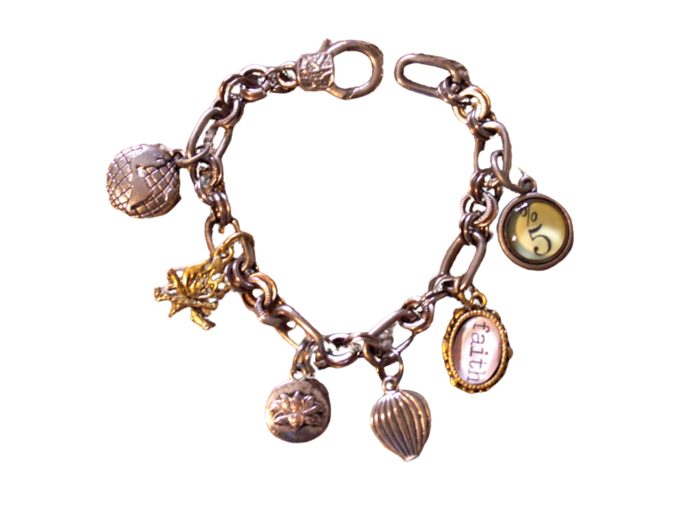 Vintage Charm Bracelet Faith Bracelet Fifth Element Alchemy