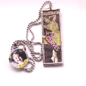 Microscope Slide Necklace Collage Flirt Antique Ballet Lady Show Off Curves