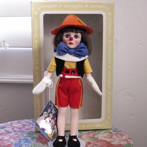 Pinnochio Doll Effanbee Vintage with Box and Tag, Collectible Doll, Vinyl Doll, Boy Doll, Storybook Doll, Effanbee Doll,
