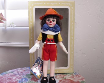 Pinnochio Doll Effanbee Vintage with Box and Tag, Collectible Doll, Vinyl Doll, Boy Doll, Storybook Doll, Effanbee Doll,