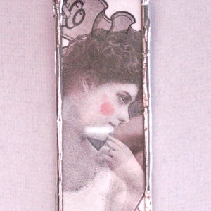 Glass Slide Necklace Collage Flirty Antique Lady Misunderstood image 4