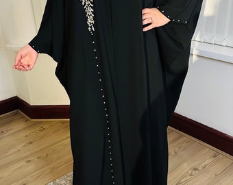 Abaya - Abaya de murciélago de diamantes negros Reema abaya