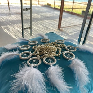 Acchiappasogni (bianco) Portachiavi all'uncinetto, bomboniere, biglietto personalizzato, idea regalo per gli ospiti, addii al nubilato, baby shower, solo acquisto all'ingrosso