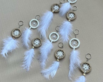 Dream Catcher (white) Keychain, Anahtarlık; Wedding Favors, Personalized Card, Guest Gift Idea, Bridal Shower Favors, Baby Shower, BULK