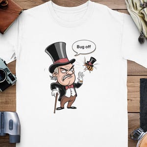 Lustiges Illustriertes T-Shirt, Bug Off Cartoon Grafik T-Shirt, Comfort Colors® Casual Shirt, einzigartiges Geschenk, Unisex Humorvolles T-Shirt