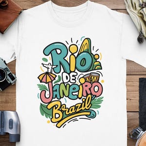 Rio de Janeiro Brazil Graphic T Shirt Comfort Colors Unisex Tee Summer Vacation Travel Shirt Beachwear Gift Idea