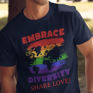 Omarm diversiteit T-shirt, Gay Pride-sweater, Share Love-hoodie, LGBTQ-wereldkaart, gelijkheids-T-shirt, regenboogshirt, Pride Month Gift