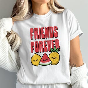 Friends Forever Fruit Graphic Tee: Comfort Colors Besties Shirt