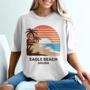 Eagle Beach Aruba T-Shirt, Comfort Colors, Bella, Sunset Beach Tee, Retro Aruba T-Shirt, Palm Trees, Travel Gift, Vacation Shirt, Aruba