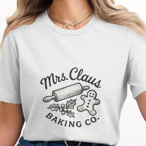 Mrs Claus Baking Co T-Shirt, Christmas Shirt, Holiday Shirt, Baking Shirt, Cookie Shirt, Gingerbread Shirt, Festive Shirt (137)