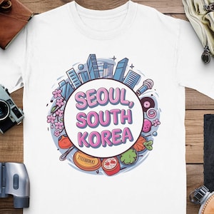 Seoul Südkorea T-Shirt, Comfort Colors®, City Skyline Design, Reise-Souvenir, Grafik-T-Shirt, Unisex-Shirt, koreanische Kultur, Geschenkidee