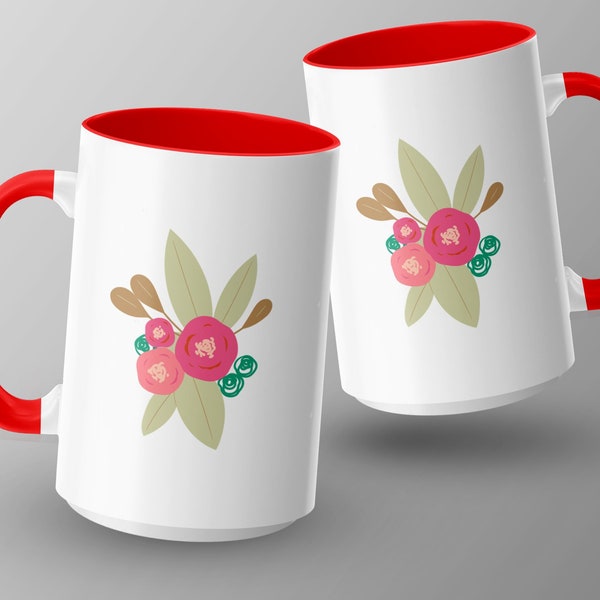Floral Coffee Mug, Rustic Spring Flowers Nature Inspired Kitchenware, Gift Idea