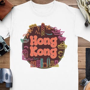 Hong Kong Skyline T-Shirt Comfort Colors®, Cityscape Graphic Tee, Travel Souvenir Shirt, Stylish Printed Tee, Trendy Casual Wear