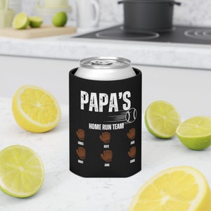 Refrigerador personalizado de beisebol Papa Can com nomes de netos Papa's Home Run Team, escalação favorita do Papa, treinador de beisebol Papa, time PopPop