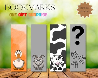 Animal Design Bookmarks| Surprise Design | Printable Bookmark| Book Accessories| Book Gift|