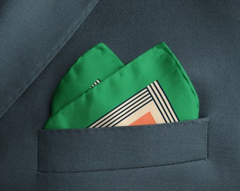 Striped silk pocket square, a classic men's ascot or silk handkerchief for formal occasions.
