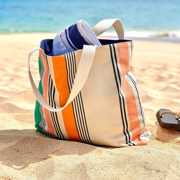 Striped Beach Bag - Etsy