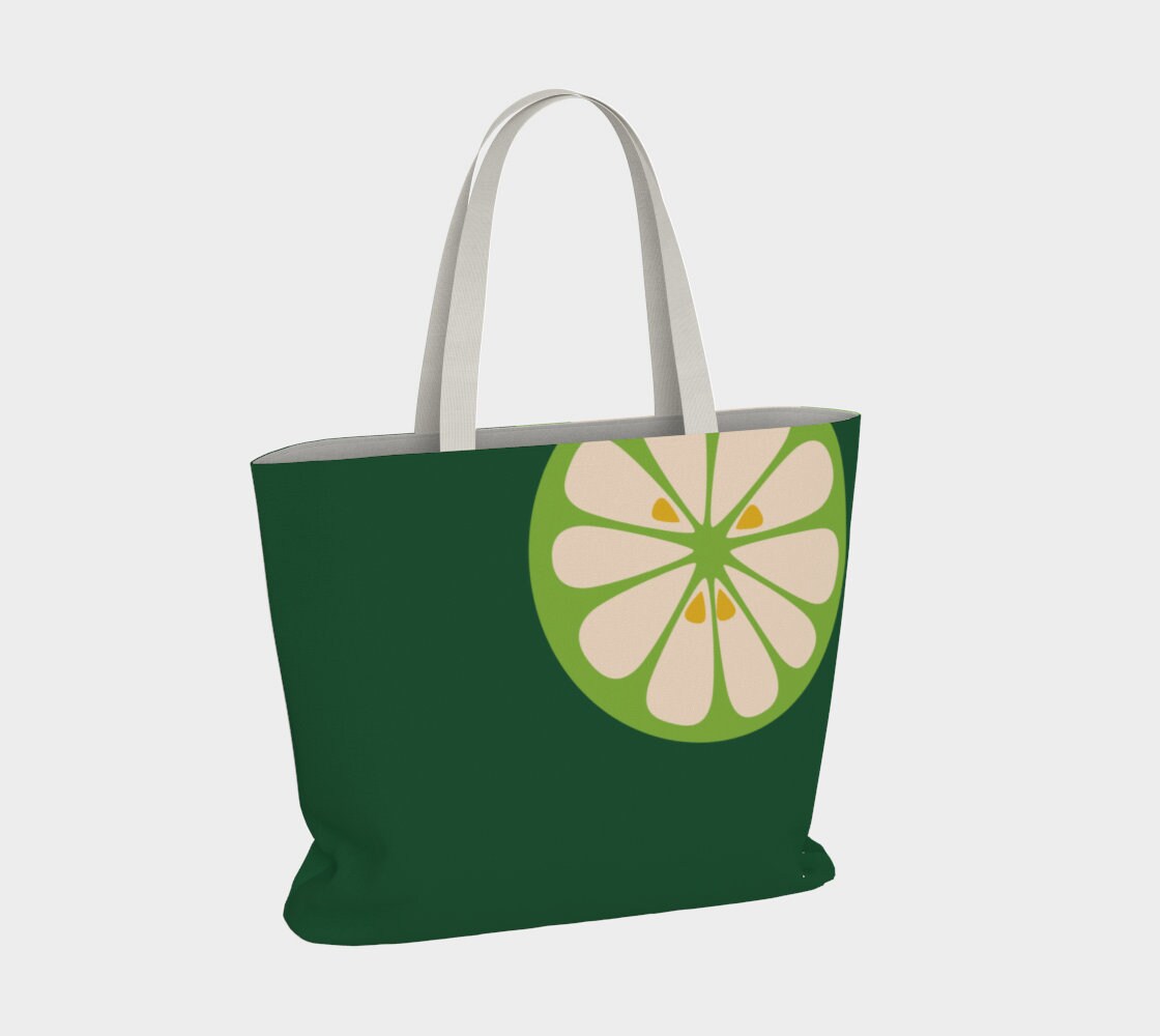 Lime Green Tote Bag cotton tote bag large beach tote bag Etsy