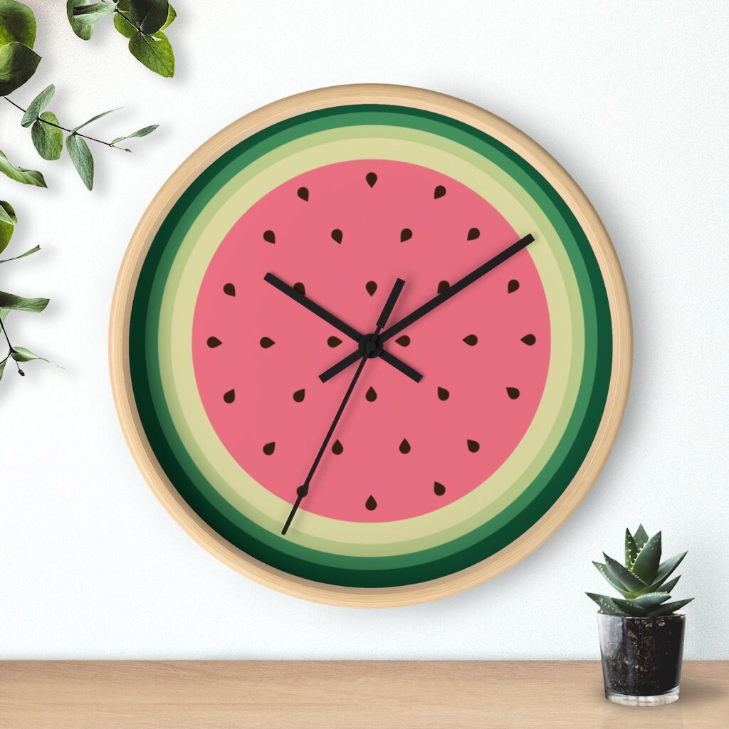 Wassermelonen Küchenuhr rosa und grün Obst Wandkunst | Etsy