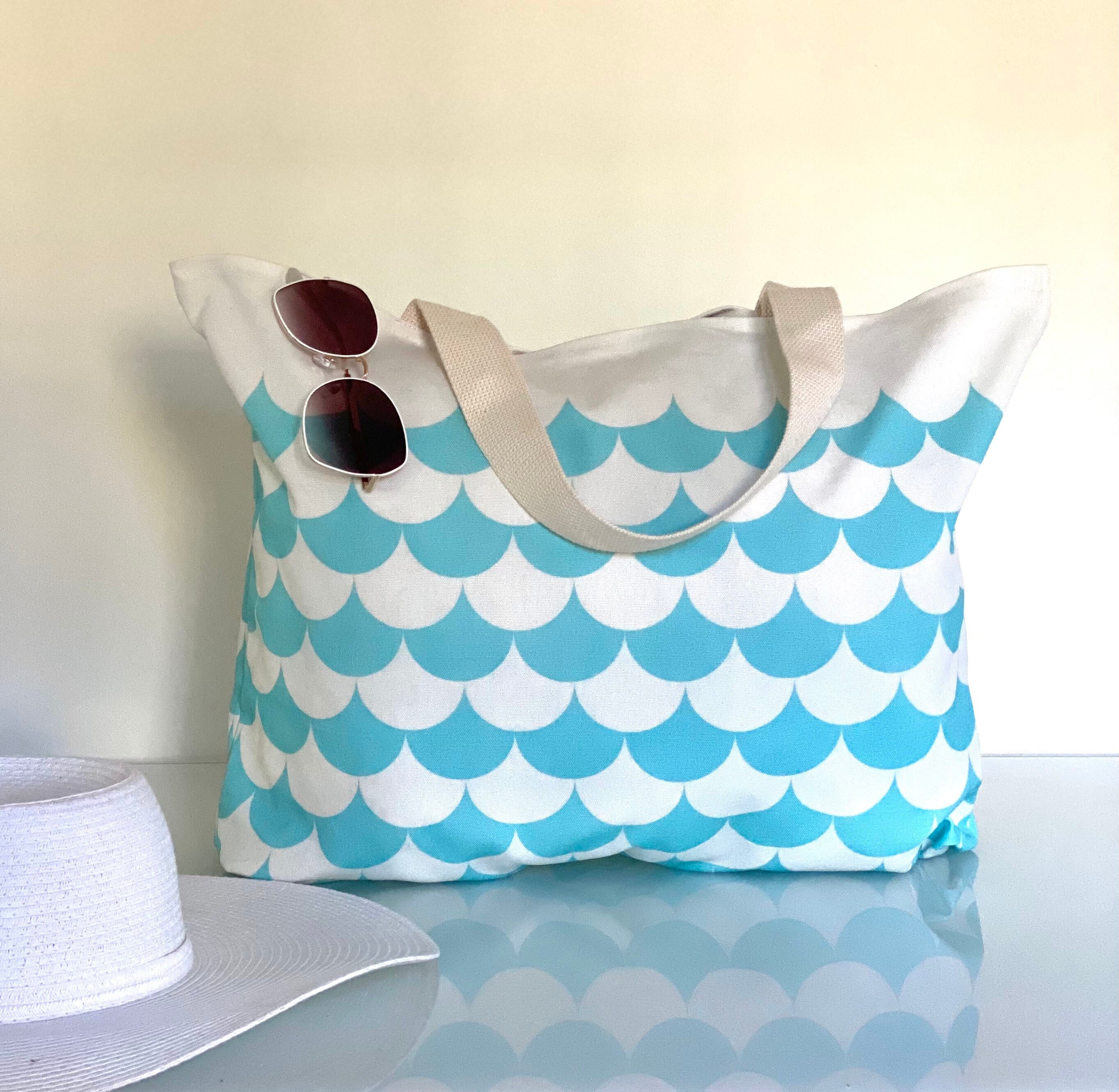 Sky blue beach bag large canvas tote bag preppy canvas tote Etsy