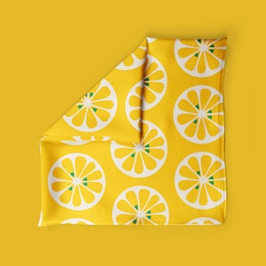 Lemon scarf 100% silk scarf, fun yellow silk scarf. Retro neck scarf square, colorful neckerchief, anniversary gift, birthday gift for her