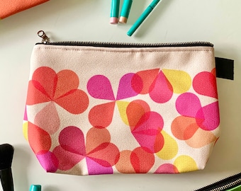 Colorful makeup bag, floral cosmetics pouch, Scandi style gift for her
