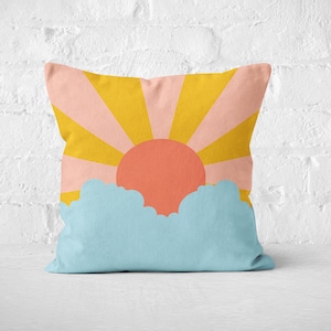 Sunset pillow cover 18&quot;x18&quot;, 70s cushion cover, retro throw pillow, apartment decor, housewarming gift