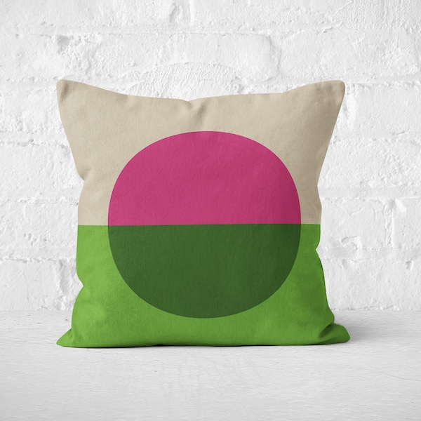 Color block linen pillow cover, a retro cushion cover in green and purple. Colorful throw pillow cover housewarming gift