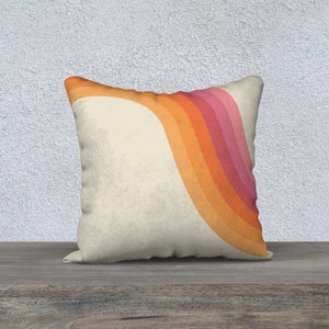 Retro throw pillow, linen pillow cover, 18 x 18 cushion cover, 70s pillow cover, housewarming gift image 8