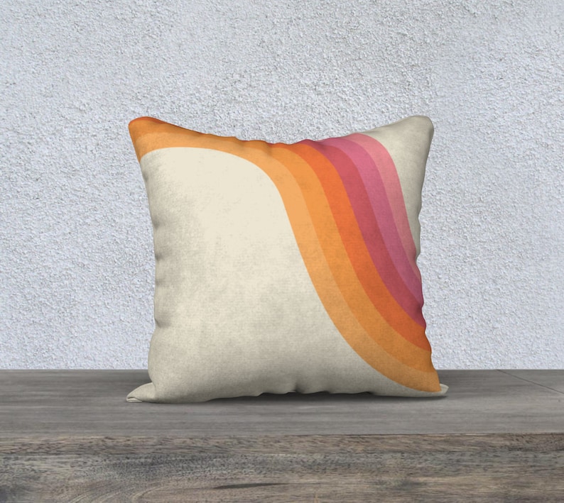 Retro throw pillow, linen pillow cover, 18 x 18 cushion cover, 70s pillow cover, housewarming gift image 8