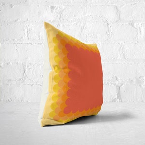 Retro throw pillow cover, orange and yellow accent pillow 18x18. Mid century cushion cover, geometric pillow, decorative throw sofa pillow