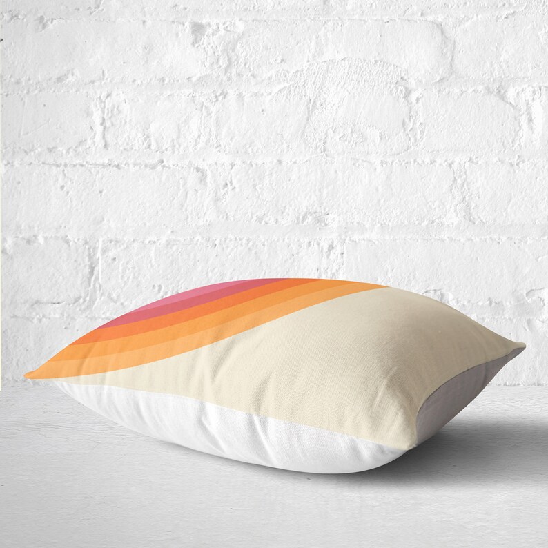Retro throw pillow, linen pillow cover, 18 x 18 cushion cover, 70s pillow cover, housewarming gift image 4
