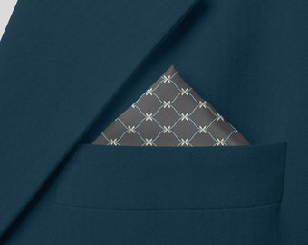 Grey silk pocket square, a classic men's handkerchief for weddings and formal occasions.