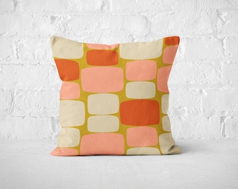 Mid-Century throw pillow, retro square pillow cover, organic shapes cushion cover, modern decor