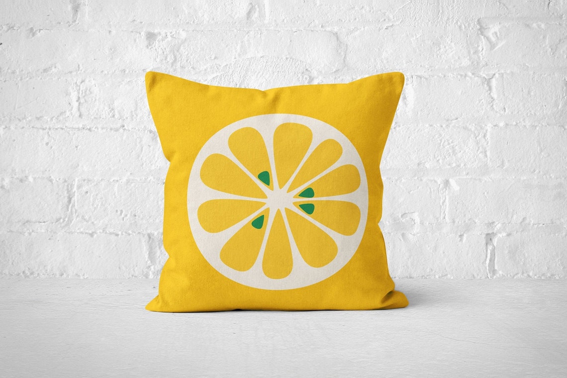Lemon throw pillow yellow throw pillow spring decor hostess Etsy