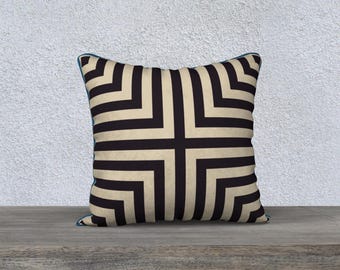 Geometric black and white striped throw pillow cover, modern, minimal, and monochrome