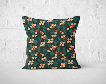 Scandinavian style floral throw pillow cover