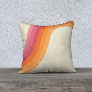 Retro throw pillow, linen pillow cover, 18 x 18 cushion cover, 70s pillow cover, housewarming gift image 7