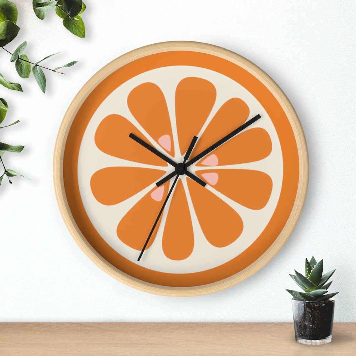 Orange Kitchen Clock Mod Wall Clock orange print kitchen Etsy