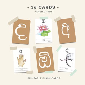Singalese taalflashcards, Montessori-thuisopvang Educatieve hulpmiddelen, voorbereiding 1e leerjaar INSTANT DOWNLOAD