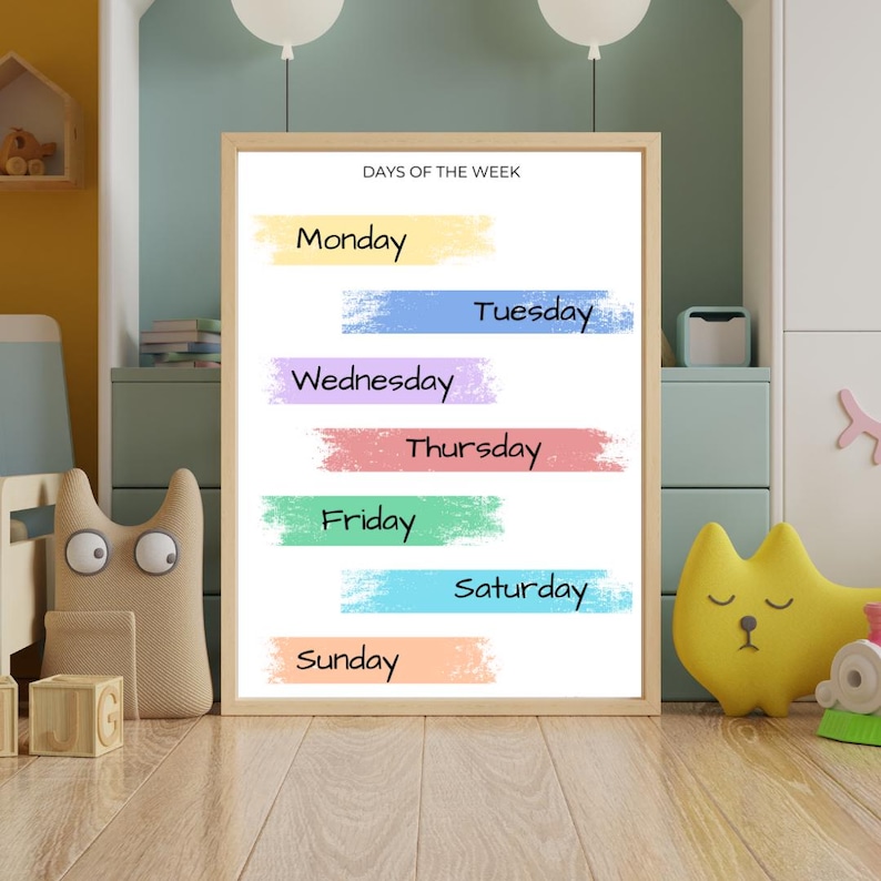 Printable Days of the Week Poster – Educational Wall Chart for Kids ...