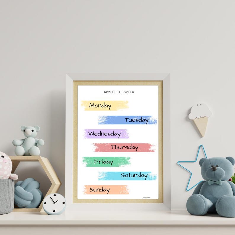 Printable Days of the Week Poster – Educational Wall Chart for Kids ...